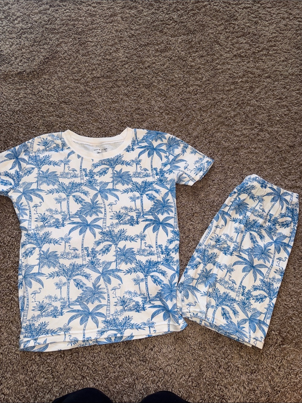 Janie and Jack Kids Blue Palm Tree Print Pajama Set